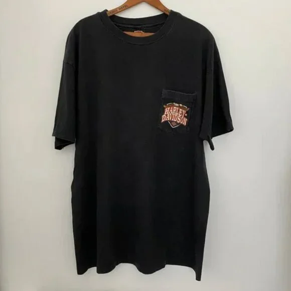 VINTAGE 90S HARLEY DAVIDSON POCKET GRAPHIC T-SHIRT SIZE XL - Picture 2 of 8